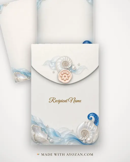 Pearl Tide — Living Invitation — envelope, as the guest receives it