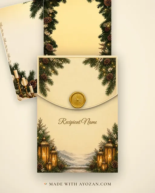 Pine Lodge Winter — Living Invitation — envelope, as the guest receives it