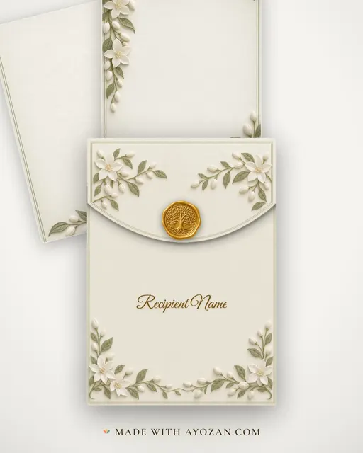 Pistachio Mogra — Living Invitation — envelope, as the guest receives it