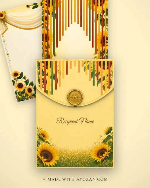 Sunflower Field — Living Invitation — envelope, as the guest receives it