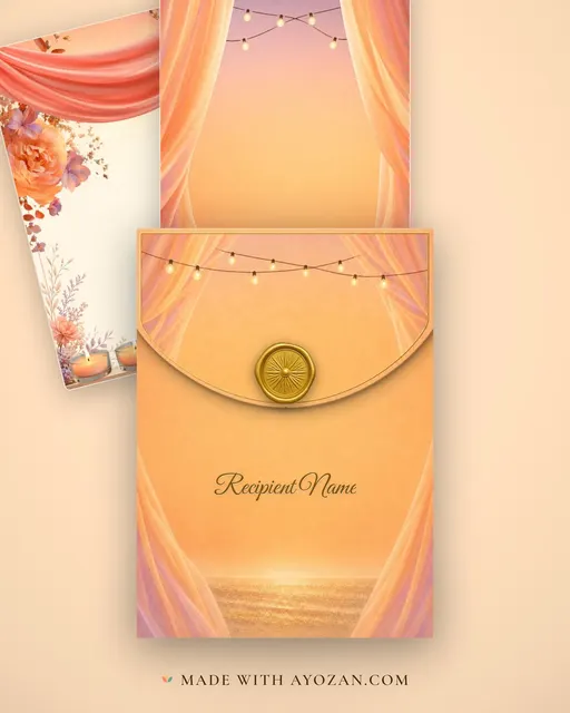 Sunset Gradient — Living Invitation — envelope, as the guest receives it