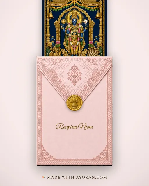 Bhagwan Vishnu / Balaji — Balaji Darshan — envelope, as the guest receives it
