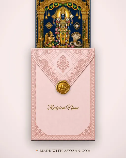 Bhagwan Vishnu / Balaji — Vaikunta Ekadashi — envelope, as the guest receives it