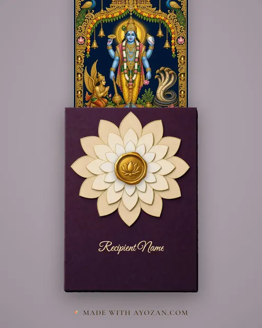Bhagwan Vishnu / Balaji — Vishnu Puja — envelope, as the guest receives it