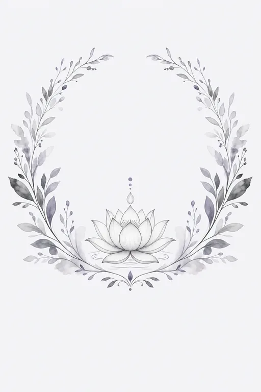 Serene Lotus — Greyscale — Buddhist Minimal Prayer Meeting invitation card design from Ayozan