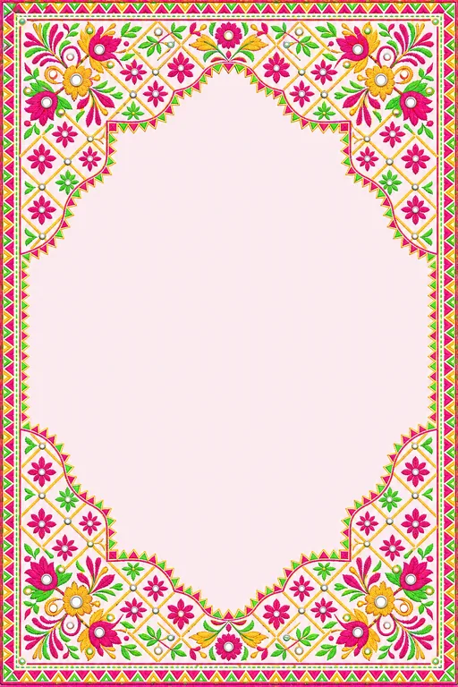 Phulkari Vibrant — Punjabi Embroidery — Punjabi Sikh Ornate Wedding invitation card design from Ayozan