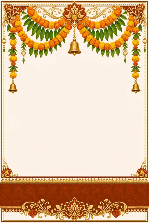 Marigold Toran — Festive — Hindu Ornate Dussehra invitation card design from Ayozan