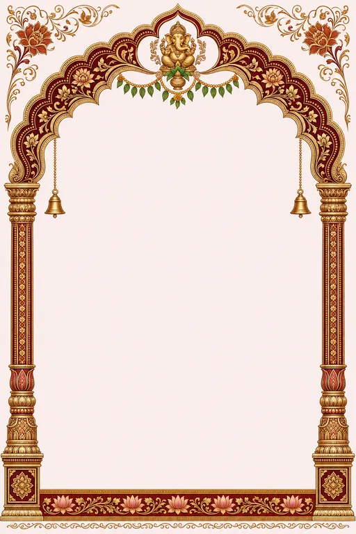 Sacred Arch · Hindu ceremony — Hindu Ornate Religious Ceremony invitation card design from Ayozan