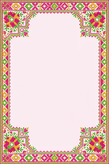 Phulkari Vibrant — Punjabi Embroidery — Wedding card design