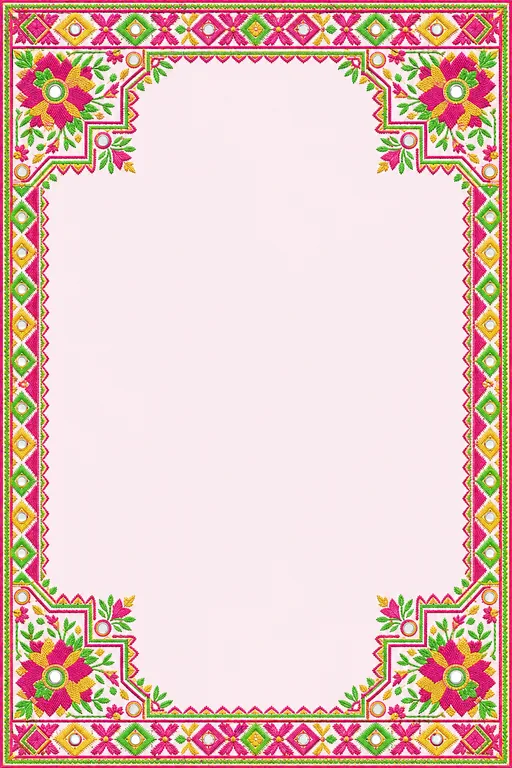 Phulkari Vibrant — Punjabi Embroidery — Punjabi Ornate Wedding invitation card design from Ayozan