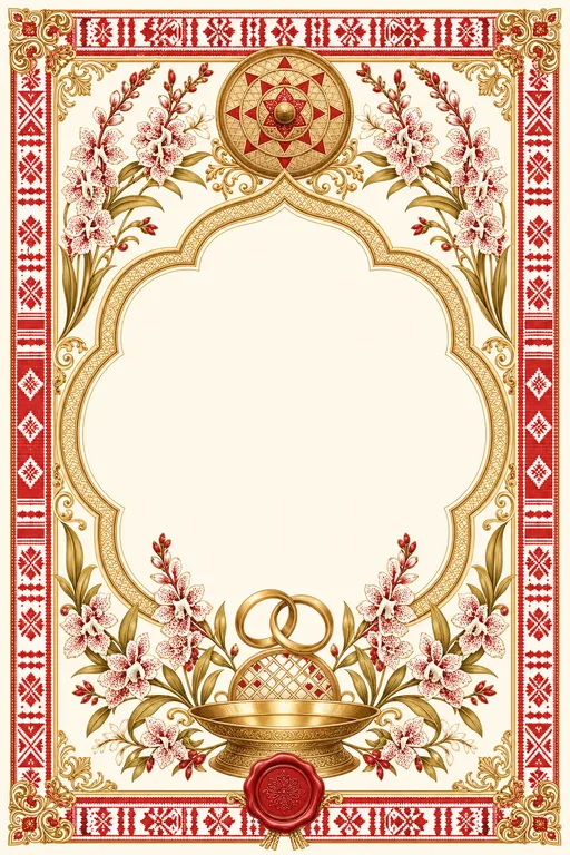 Ring Ceremony — Assamese Gamosa & Xorai Wedding Suite — Assamese Hindu Traditional Ring Ceremony invitation card design from Ayozan