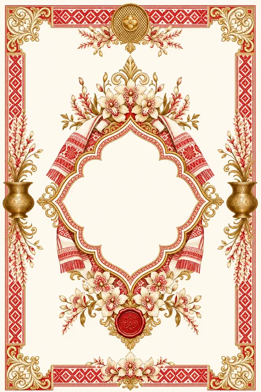 Pritibhoj — Assamese Gamosa & Xorai Wedding Suite — Assamese Hindu Traditional Pritibhoj invitation card design from Ayozan