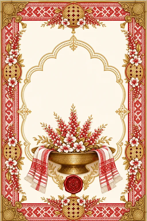 Biya — Assamese Gamosa & Xorai Wedding Suite — Assamese Hindu Traditional Biya invitation card design from Ayozan