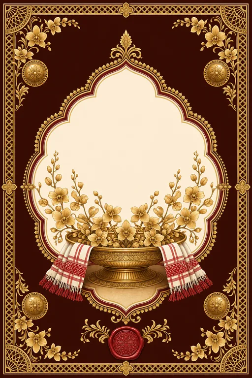 Biya — Assamese Muga Silk & Kopou Wedding Suite — Assamese Hindu Traditional Biya invitation card design from Ayozan