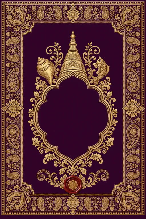 Wedding — Baluchari Brocade Wedding Suite — Bengali Hindu Traditional Wedding invitation card design from Ayozan