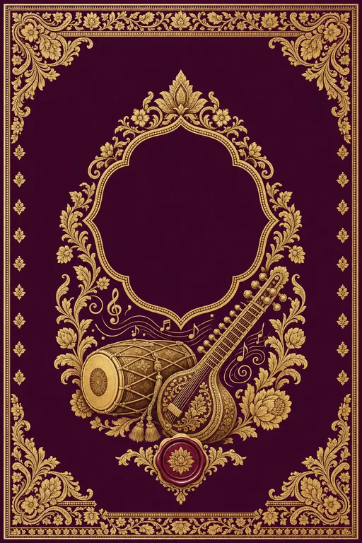 Sangeet — Banarasi Brocade Wedding Suite — North Indian Hindu Traditional Sangeet invitation card design from Ayozan