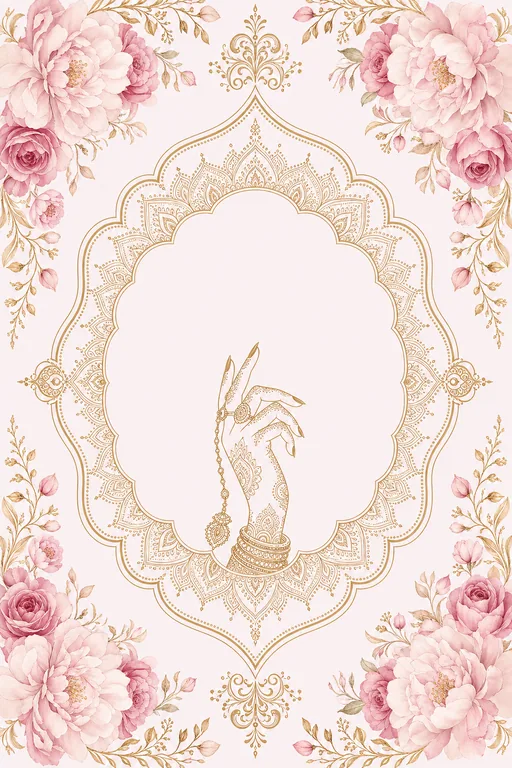 Mehndi — Blush-Rose Watercolor Wedding Suite — North Indian Hindu Traditional Mehndi invitation card design from Ayozan