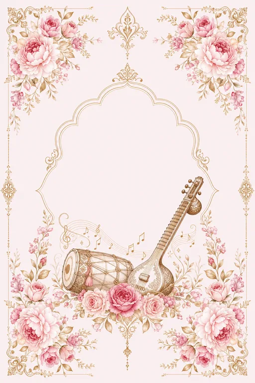 Sangeet — Blush-Rose Watercolor Wedding Suite — North Indian Hindu Traditional Sangeet invitation card design from Ayozan