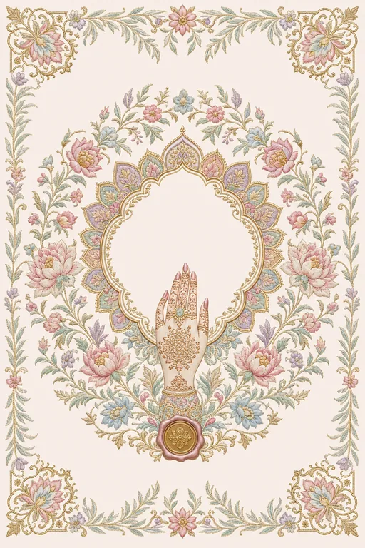 Mehndi — Chamba Rumal Wedding Suite — Hindu Traditional Mehndi invitation card design from Ayozan