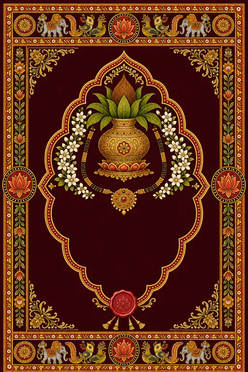 Wedding — Cheriyal Scroll Wedding Suite — Telugu Hindu Traditional Wedding invitation card design from Ayozan