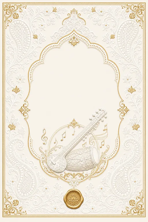 Sangeet — Lucknowi Chikankari Wedding Suite — Awadhi Hindu Traditional Sangeet invitation card design from Ayozan