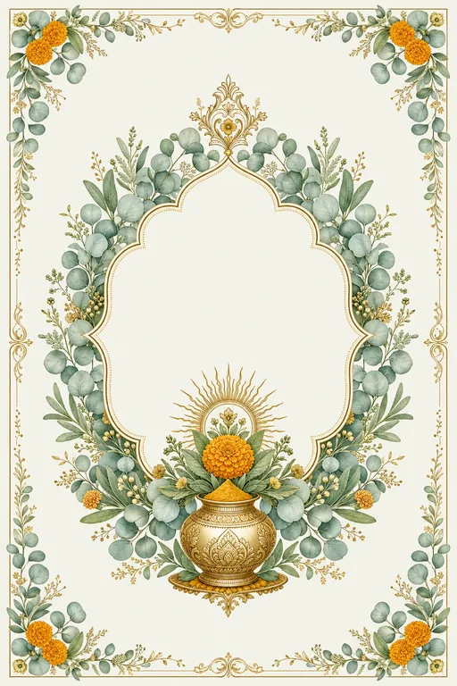 Haldi — Eucalyptus & Sage Fusion Wedding Suite — North Indian Hindu Traditional Haldi invitation card design from Ayozan