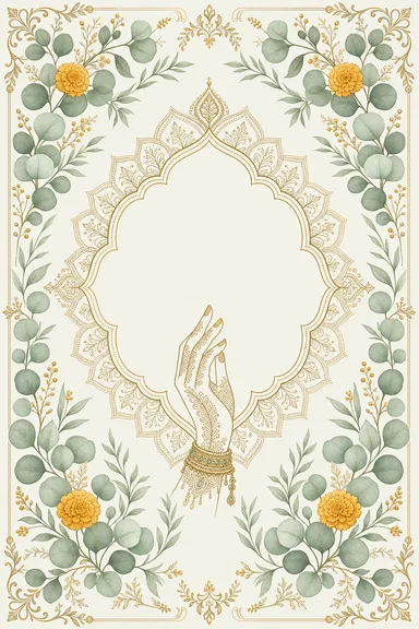 Mehndi — Eucalyptus & Sage Fusion Wedding Suite — Mehndi card design