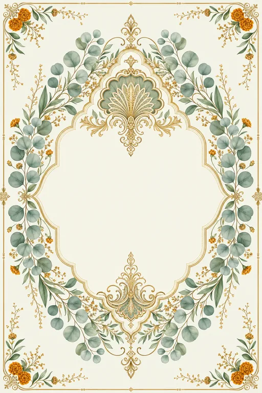 Reception — Eucalyptus & Sage Fusion Wedding Suite — North Indian Hindu Traditional Reception invitation card design from Ayozan