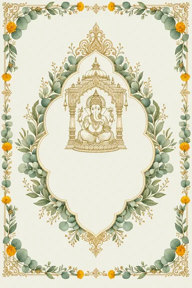 Eucalyptus & Sage Fusion — Hindi Wedding invitation card design