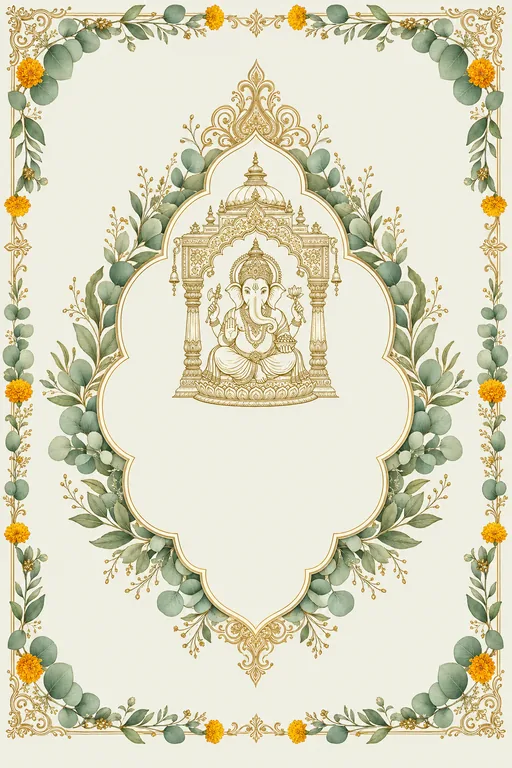 Wedding — Eucalyptus & Sage Fusion Wedding Suite — North Indian Hindu Traditional Wedding invitation card design from Ayozan