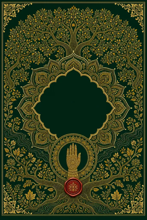Mehndi — Gond Tree of Life Wedding Suite — Hindu Traditional Mehndi invitation card design from Ayozan