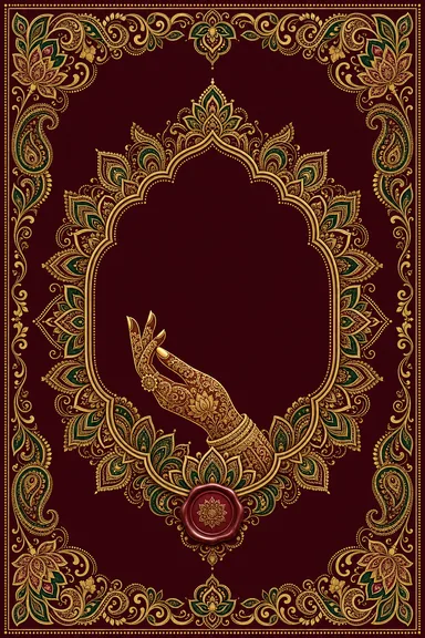 Mehndi — Marigold Maximalist — Crimson & Gold Wedding Suite — Mehndi card design