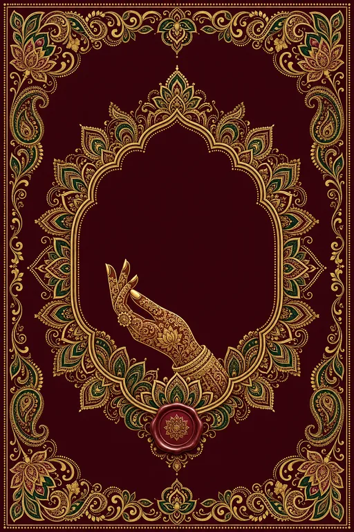 Mehndi — Marigold Maximalist — Crimson & Gold Wedding Suite — North Indian Hindu Traditional Mehndi invitation card design from Ayozan