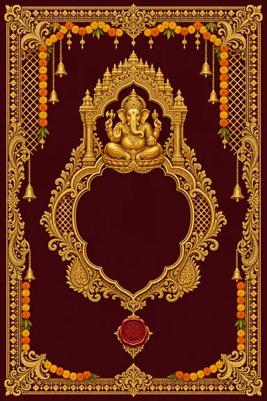 Marigold Maximalist — Crimson & Gold — Hindi Wedding invitation card design