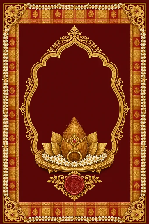 Engagement — Kanchipuram Korvai Silk Wedding Suite — Tamil Hindu Traditional Engagement invitation card design from Ayozan