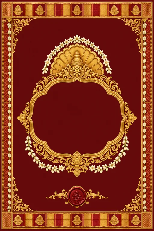 Reception — Kanchipuram Korvai Silk Wedding Suite — Tamil Hindu Traditional Reception invitation card design from Ayozan