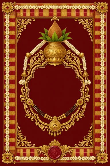 Kanchipuram Korvai Silk — Tamil Wedding invitation card design