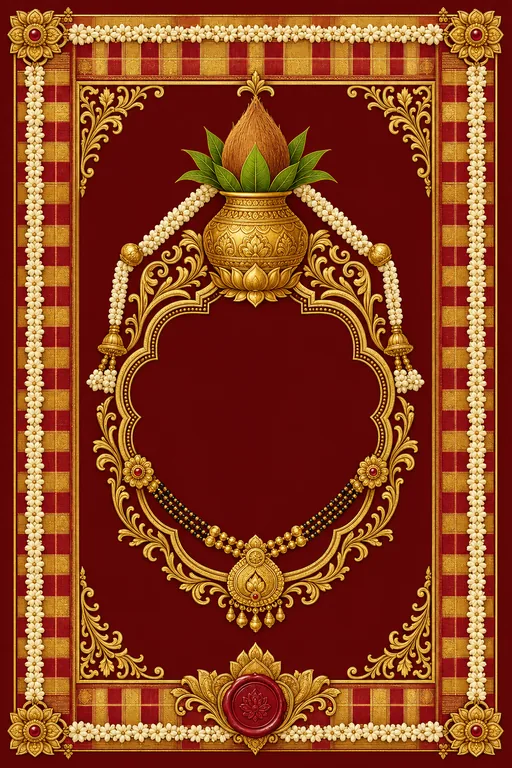 Wedding — Kanchipuram Korvai Silk Wedding Suite — Tamil Hindu Traditional Wedding invitation card design from Ayozan