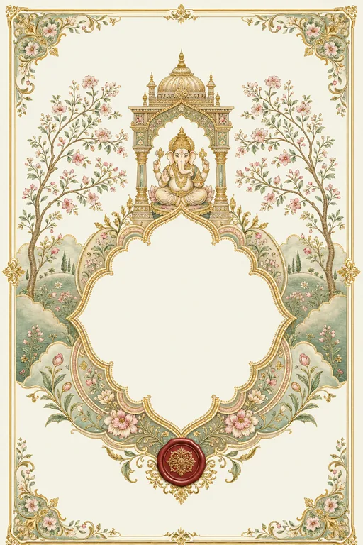 Wedding — Kangra Miniature Wedding Suite — Hindu Traditional Wedding invitation card design from Ayozan