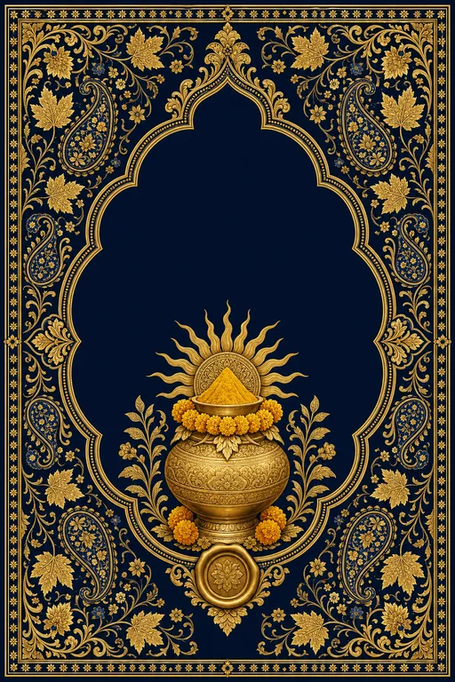 Haldi — Kashmiri Naqashi Wedding Suite — Kashmiri Hindu Traditional Haldi invitation card design from Ayozan