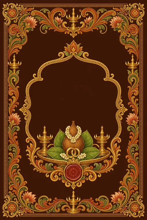 Engagement — Kerala Mural Wedding Suite — Malayalam Hindu Traditional Engagement invitation card design from Ayozan