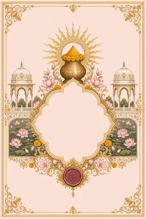 Haldi — Kishangarh Miniature Wedding Suite — Rajasthani Hindu Traditional Haldi invitation card design from Ayozan
