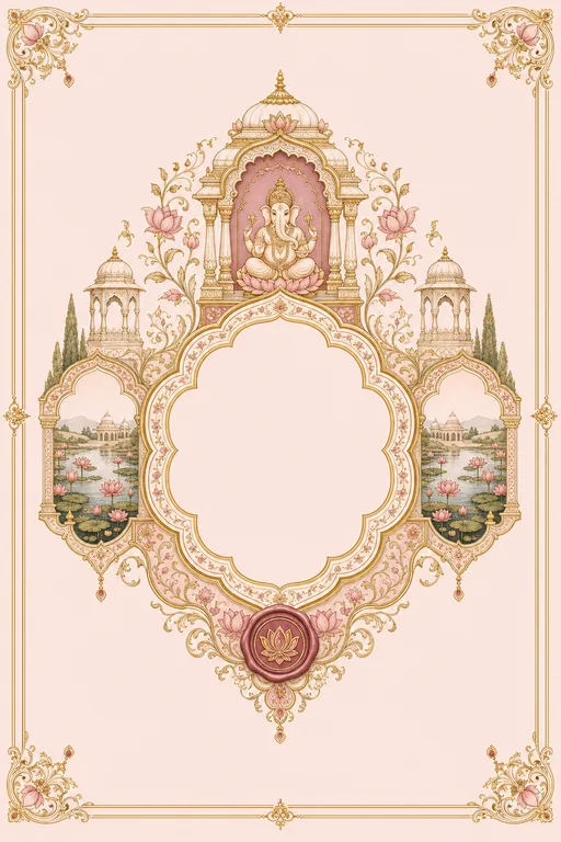 Wedding — Kishangarh Miniature Wedding Suite — Rajasthani Hindu Traditional Wedding invitation card design from Ayozan