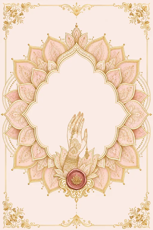 Mehndi — Lotus Mandala Wedding Suite — North Indian Hindu Traditional Mehndi invitation card design from Ayozan