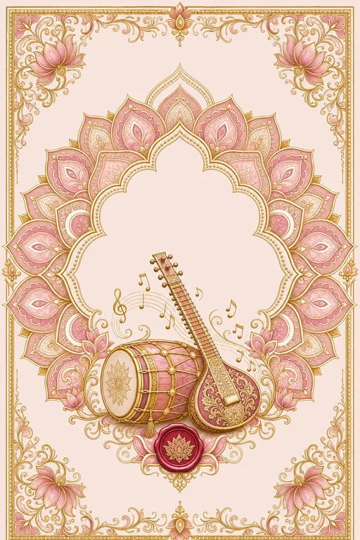 Sangeet — Lotus Mandala Wedding Suite — North Indian Hindu Traditional Sangeet invitation card design from Ayozan