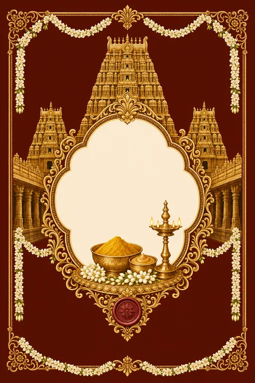 Haldi — Madurai Gopuram Wedding Suite — Tamil Hindu Traditional Haldi invitation card design from Ayozan