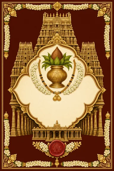Madurai Gopuram — Tamil Wedding invitation card design