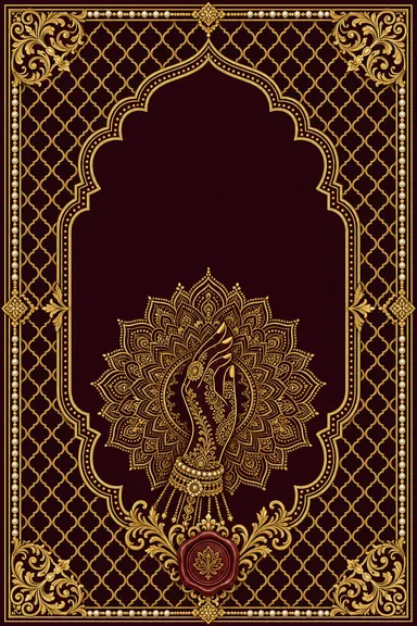 Mughal Jaali Gold — Indian Heritage invitation card design