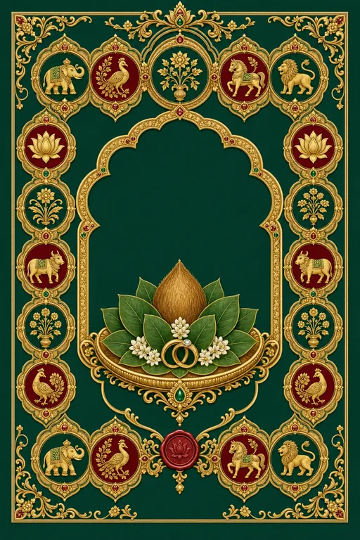 Engagement — Mysore Ganjifa Wedding Suite — Kannada Hindu Traditional Engagement invitation card design from Ayozan