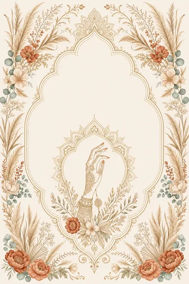 Mehndi — Pampas Boho Wedding Suite — Mehndi card design